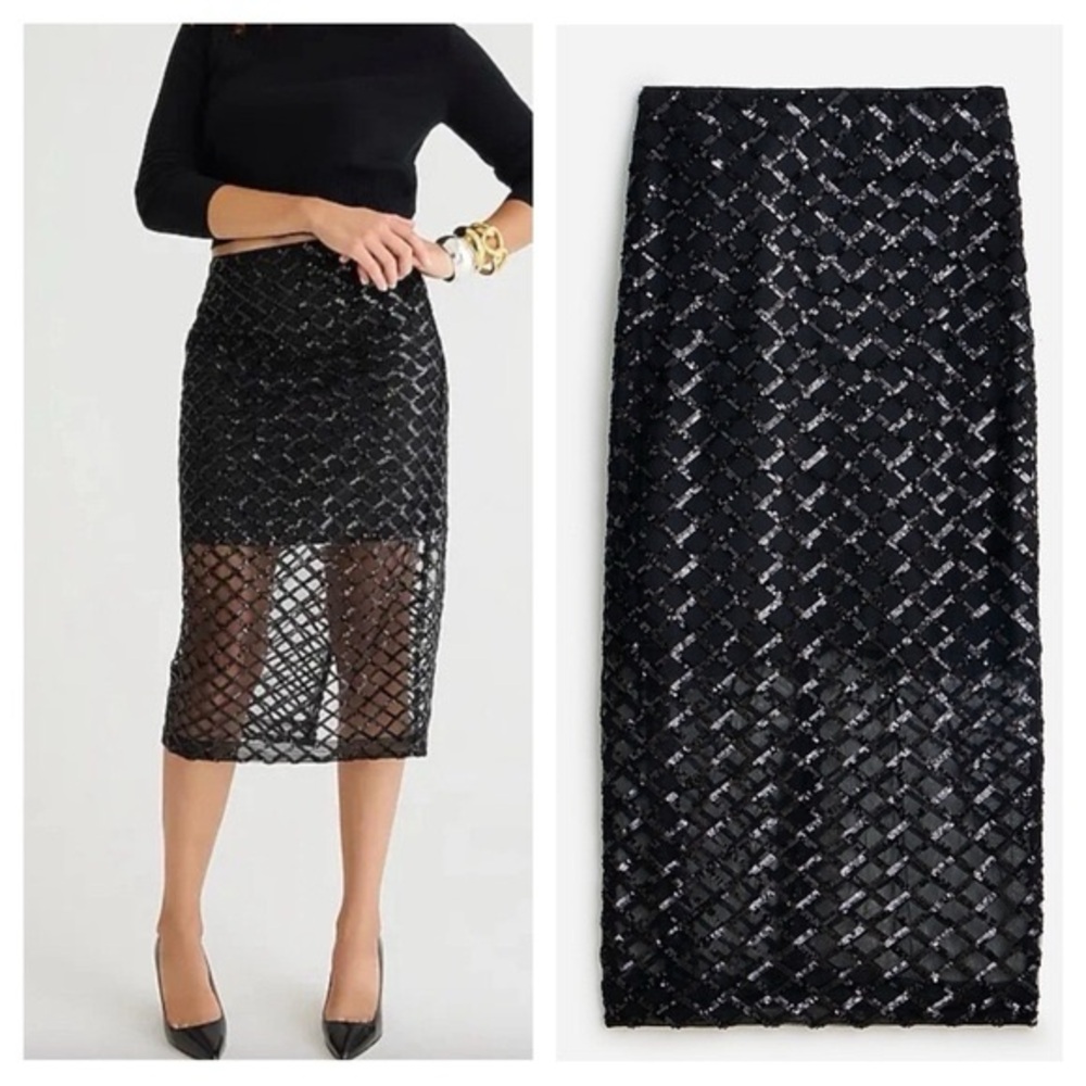 NWT - J. Crew Collection Lattice Sequin Pencil Skirt